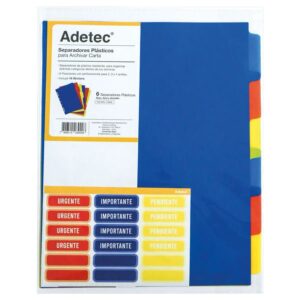 Separador Carta 6 Posiciones Vinílico Adetec - 6 Uni - ADETEC - OFICINA
