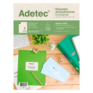 Etiqueta Inkjet/Laser Adetec - Carta Blanca 216X279 Mm 25 Hojas - ADETEC - OFICINA
